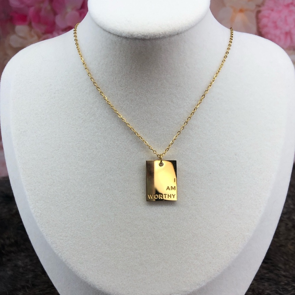 I AM WORTHY Gold Pendant Necklace